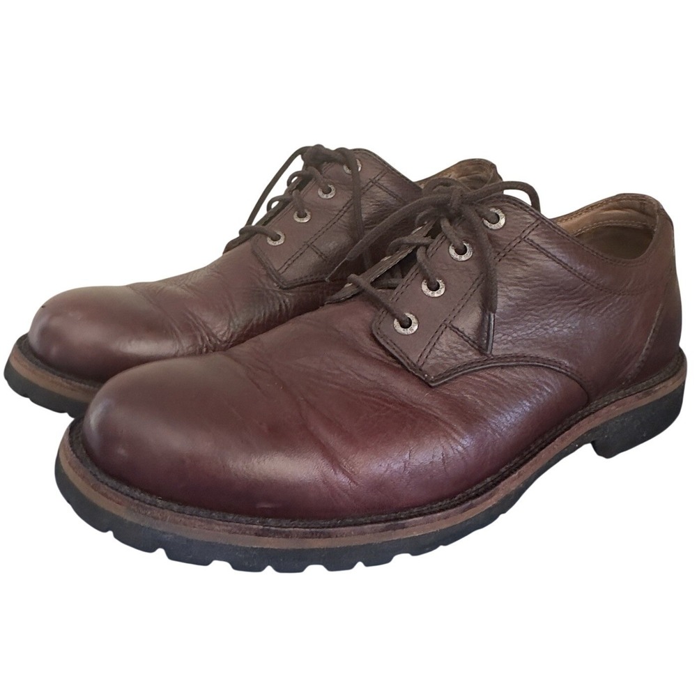 HS Trask Mens 10.5 Oxford Shoes Brown Leather Sportsman ES Rubber Lug Sole Work